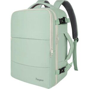Taygeer Women's Green Cream Travel Backpack Carry On 15.6inch Laptop Backpack